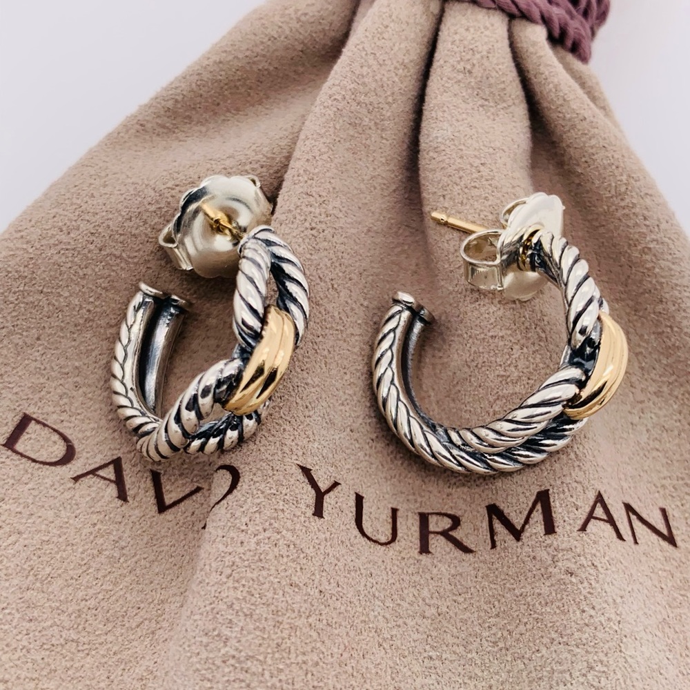 🍁 David Yurman 18k Gold/Silver LoopHoop Earrings🍁